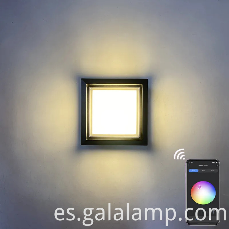 Luz de pared LED inteligente impermeable con control de aplicaciones Tuya para uso al aire libre